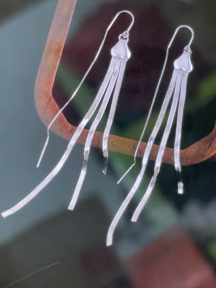 Eternal Wide Blade Chain 3-Tassel Ear Wire — S925